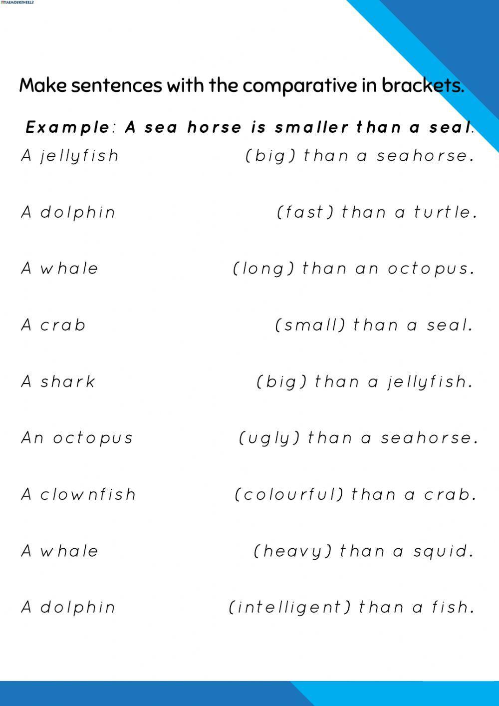 Sea animals and comparatives