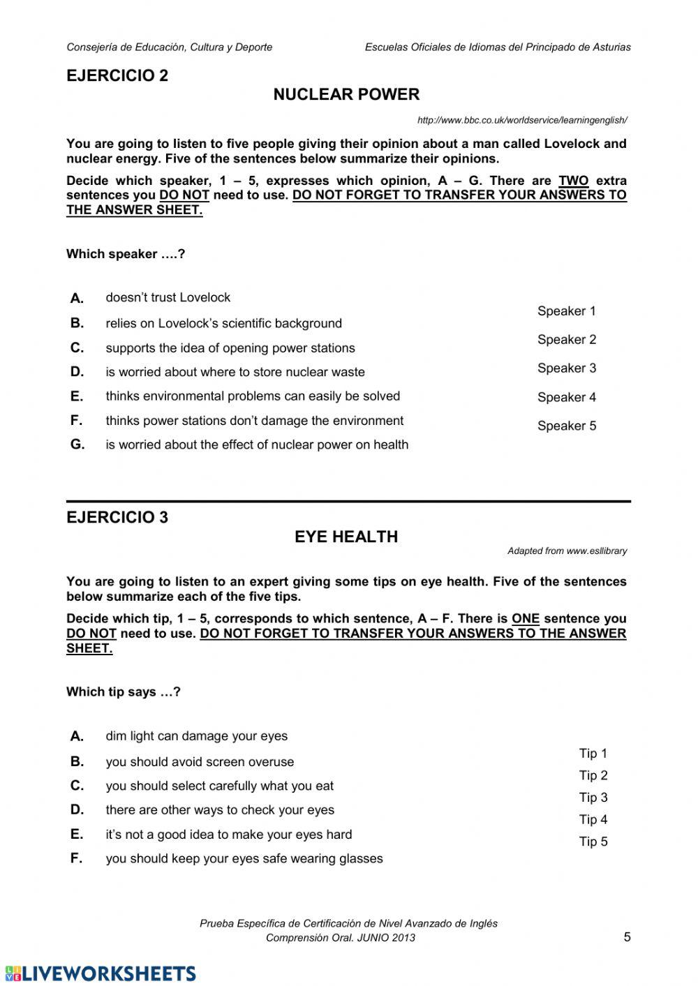 B2 listening test 2013