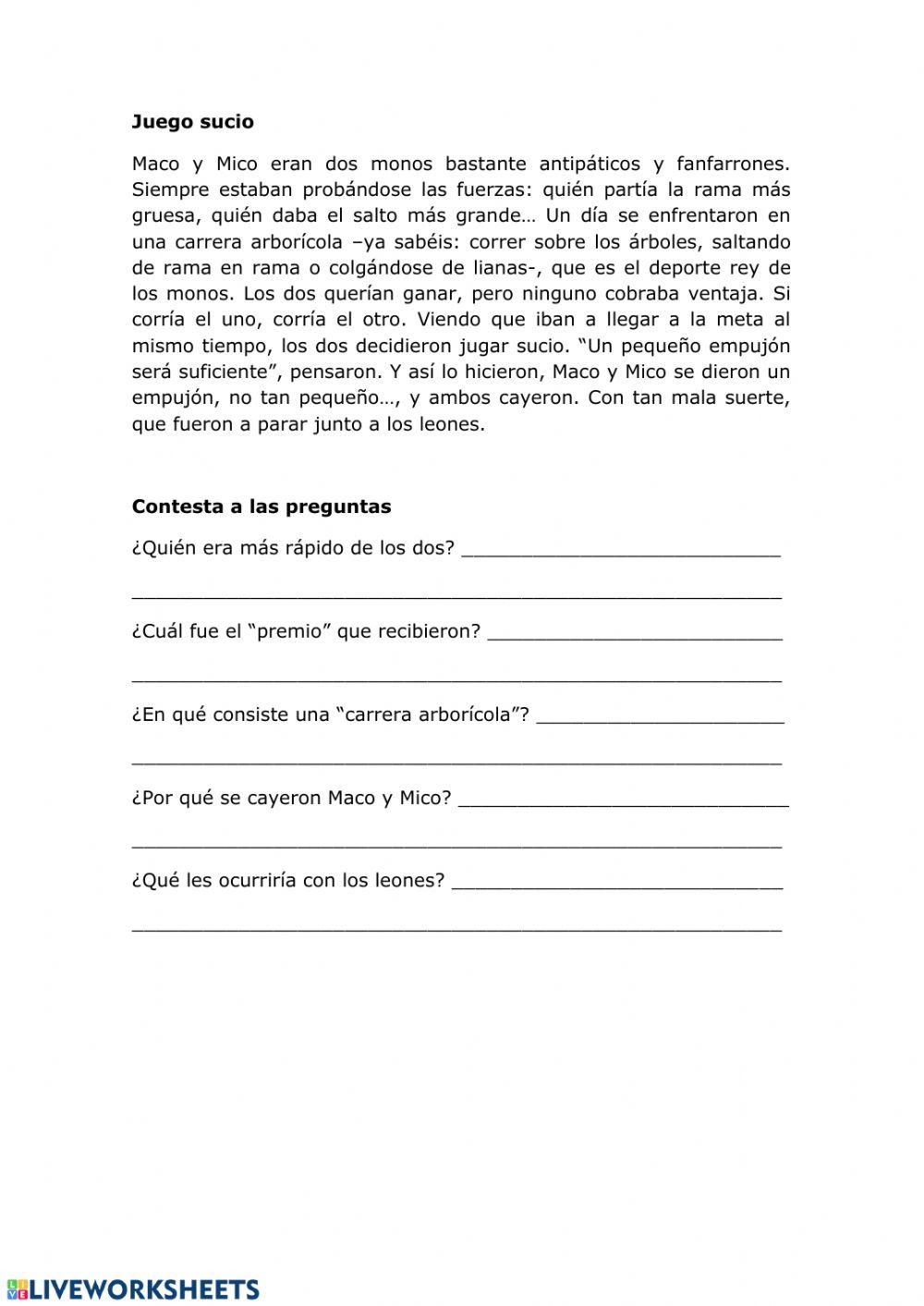 Comrprensión escrita: Juego sucio