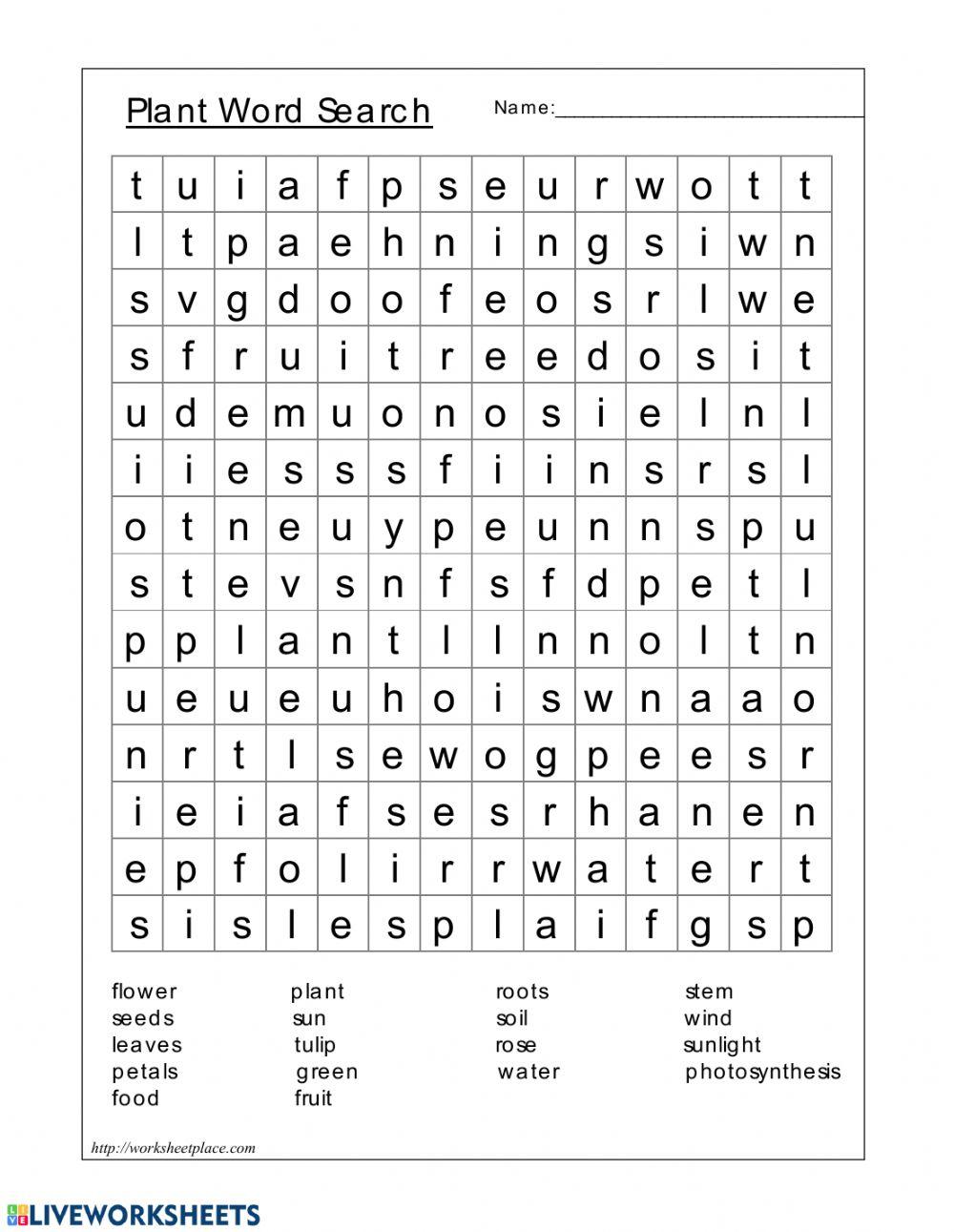 PLANT CROSSWORD Free Interactive Worksheets 5409676