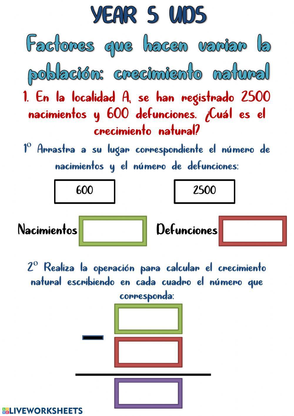 Year 5 UD 5 - Crecimiento Natural