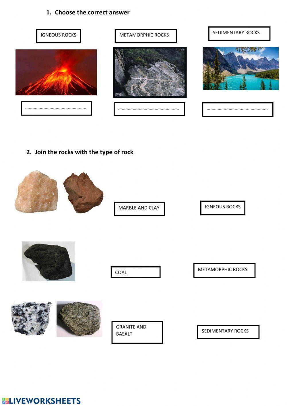 Volcanoes and types of rocks