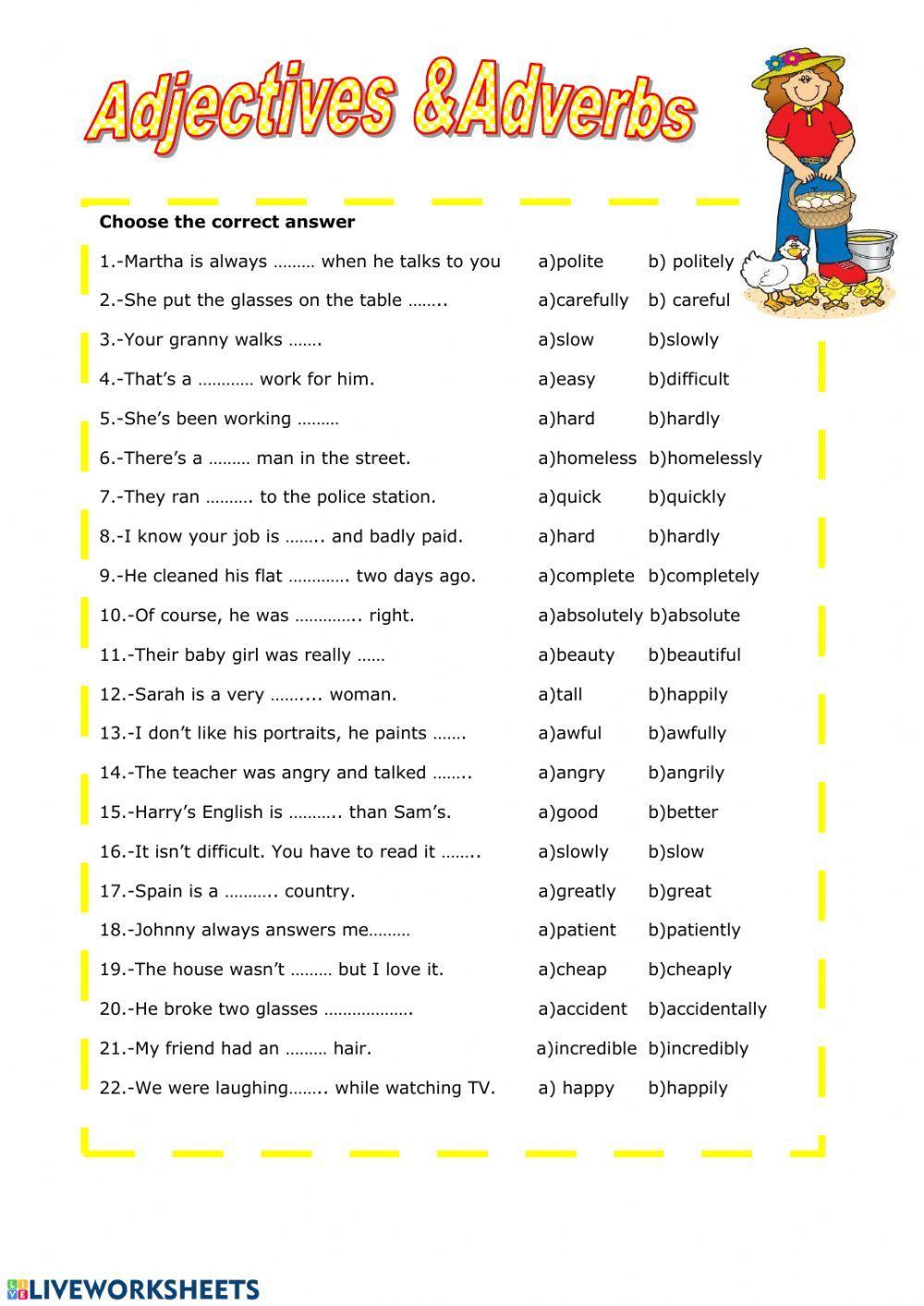 Adjectives vs adverbs