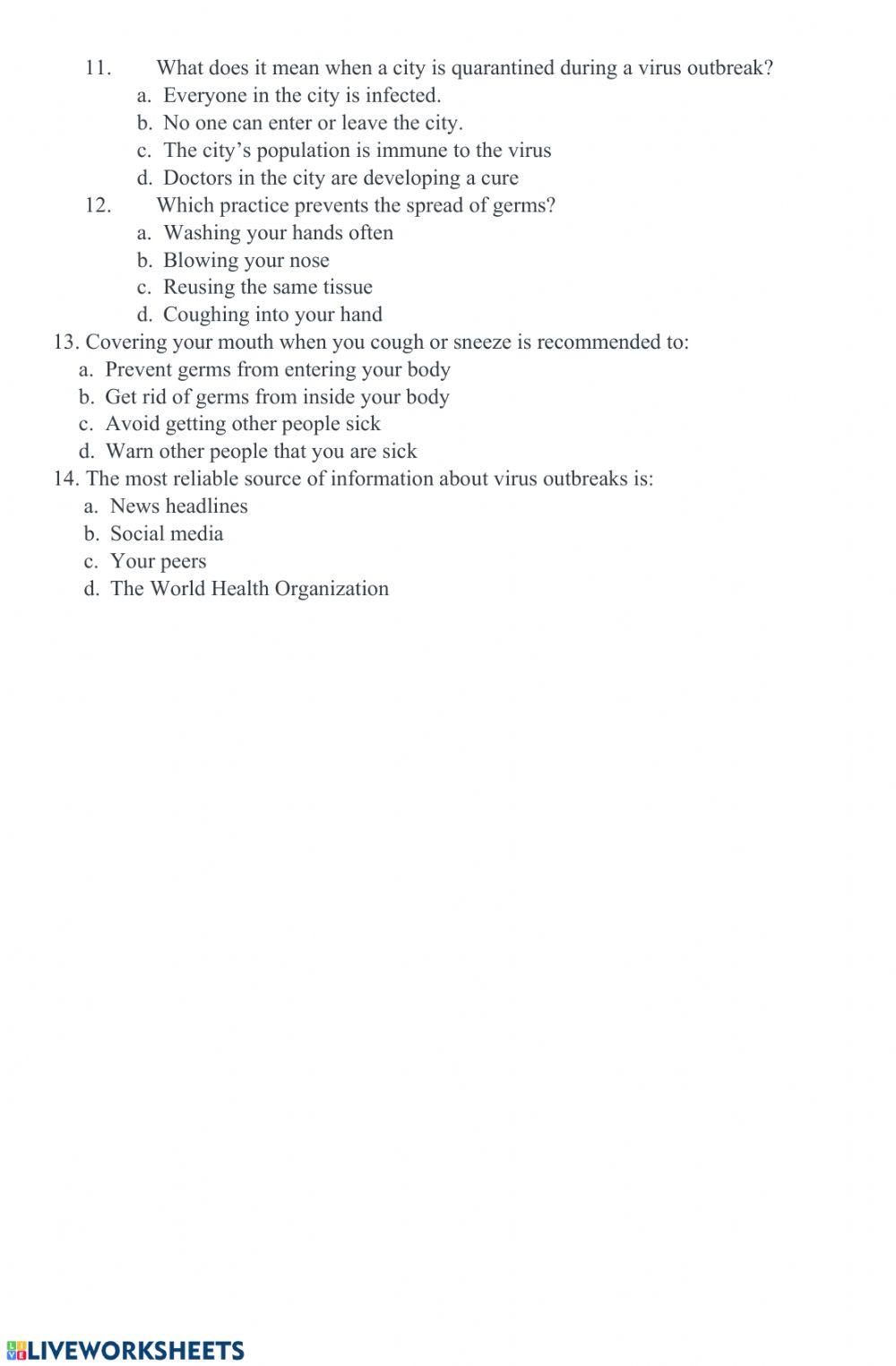 Coronavirus listening link worksheet | Live Worksheets