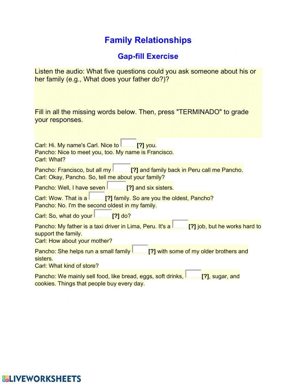 Listening practice: Family Relationship