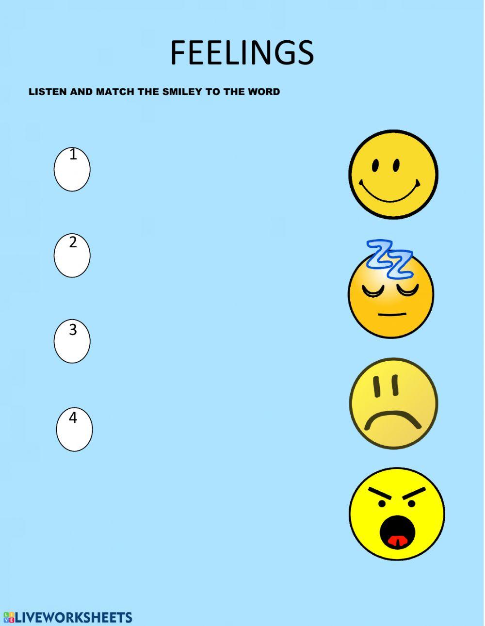 Feelings activity for beginner Live Worksheets