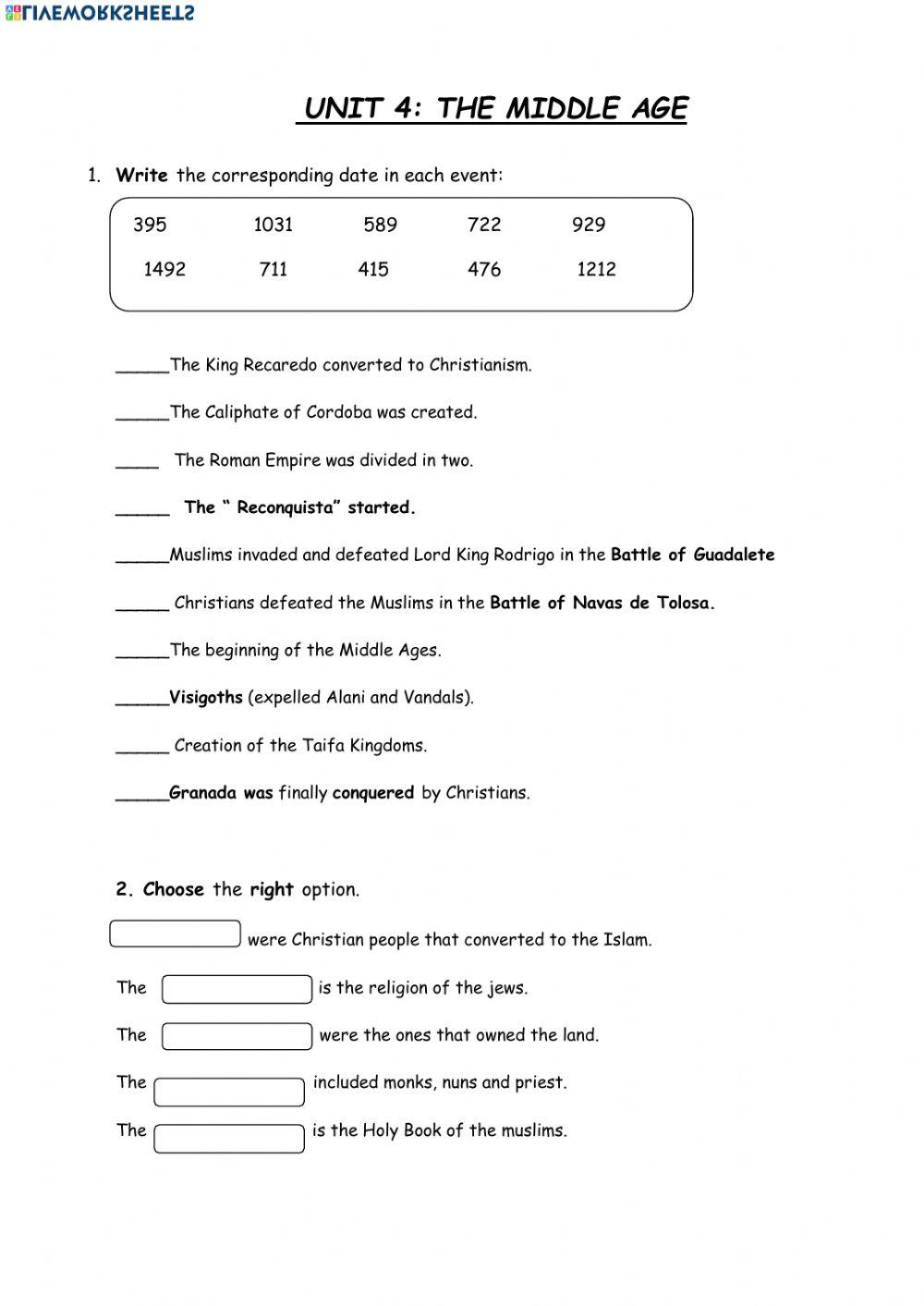 63522 The Middle Ages Mquinto LiveWorksheets