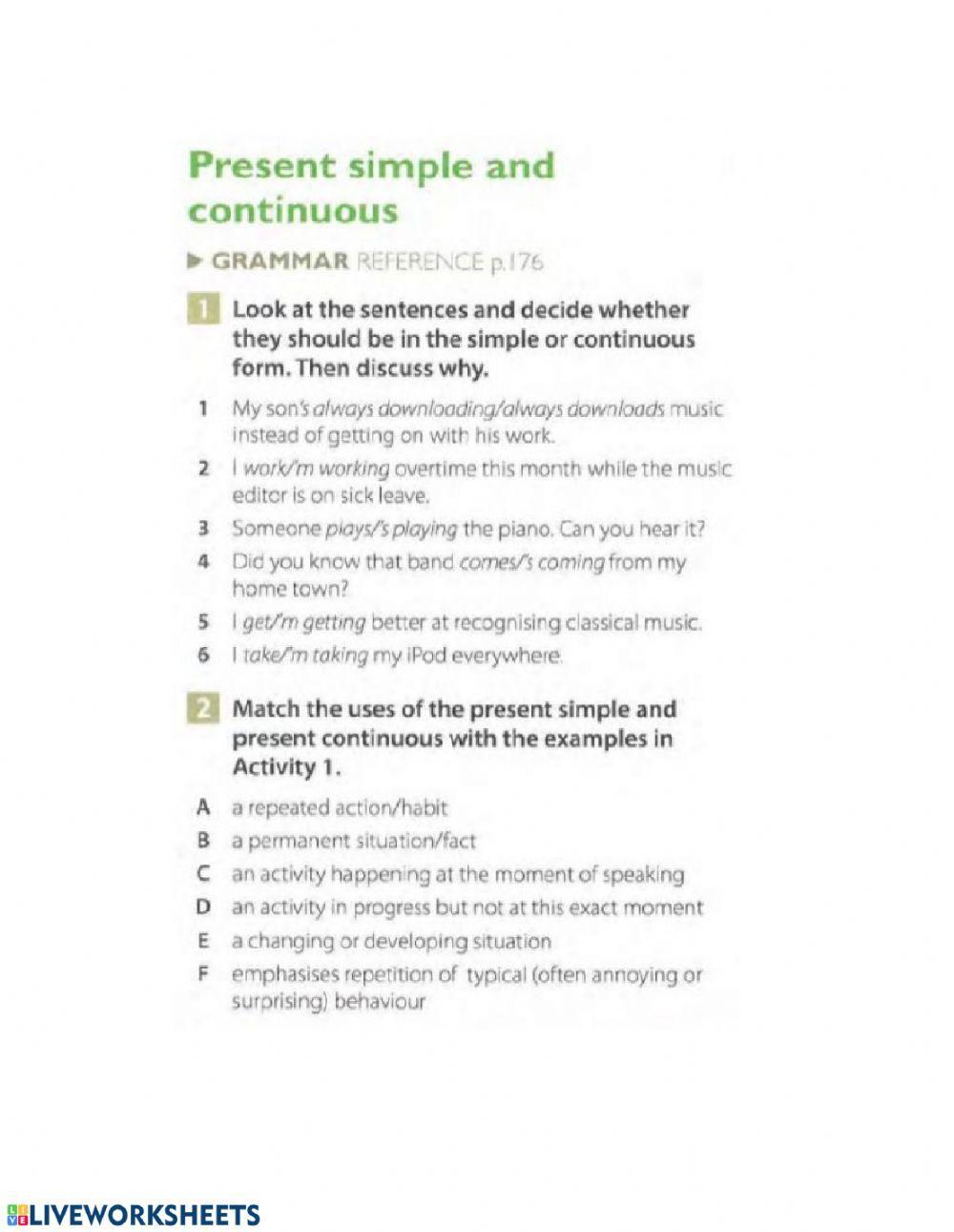 FCE Present Simple & Continuous