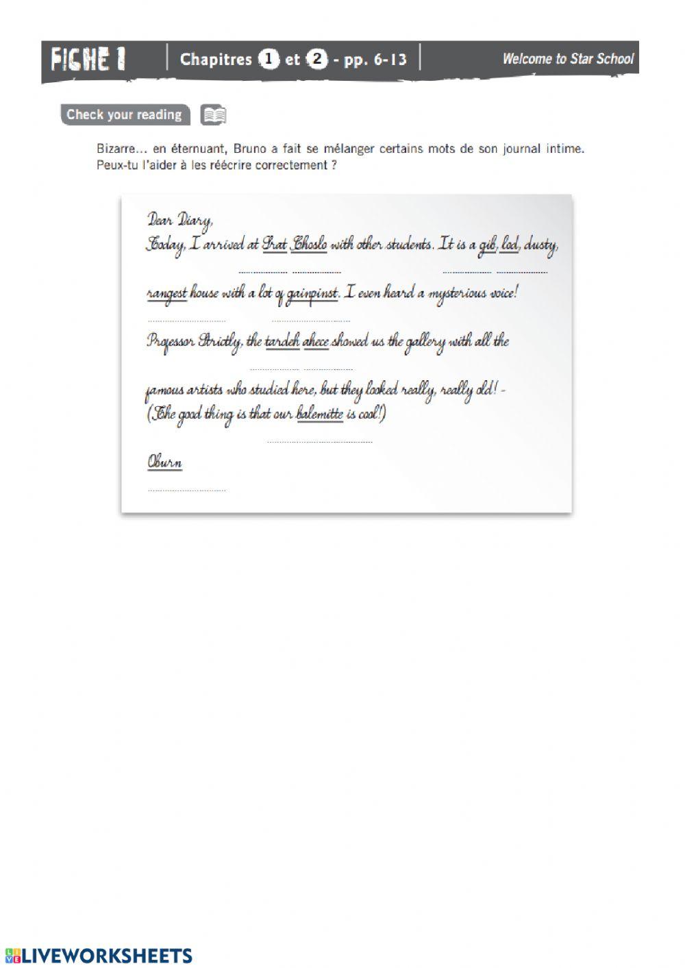 Fiche 1: Welcome to Star school