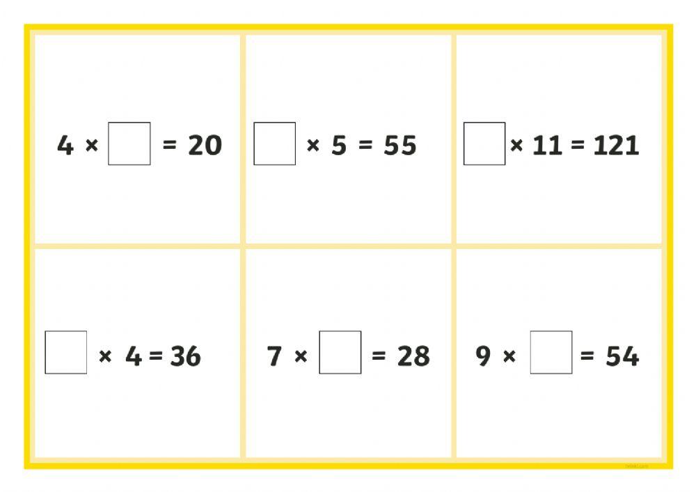 Completar multiplicaciones