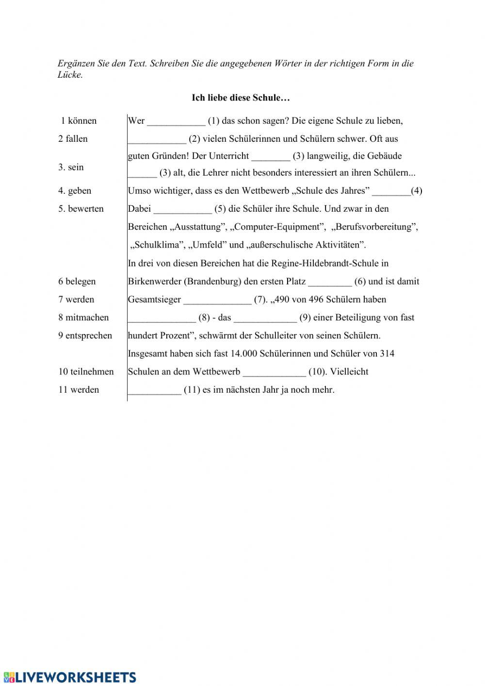 Ich liebe meine Schule