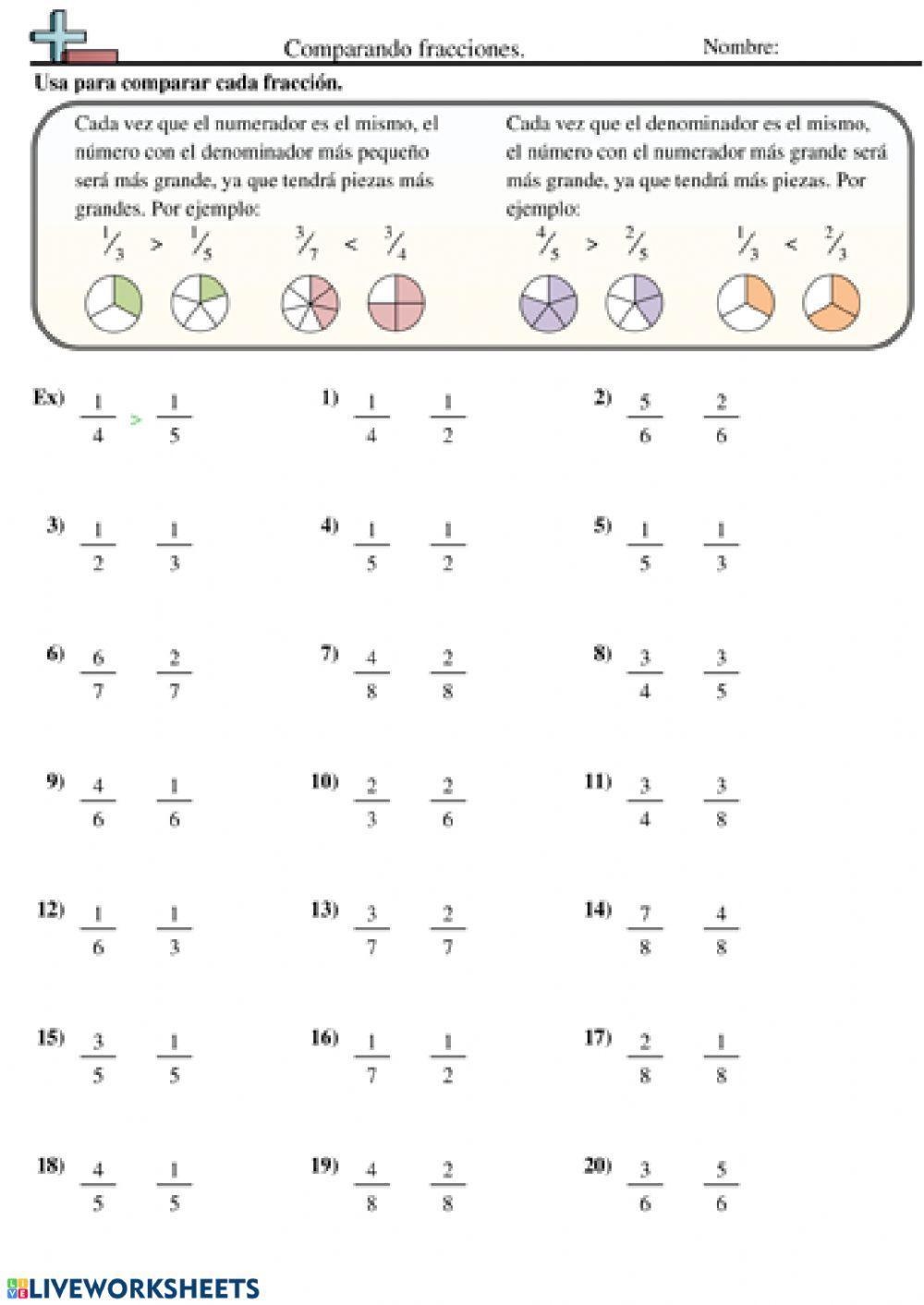 Comparación de fracciones
