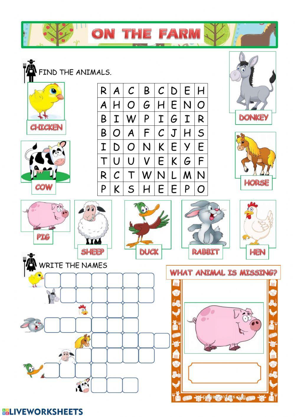 Farm aminals games. online exercise for