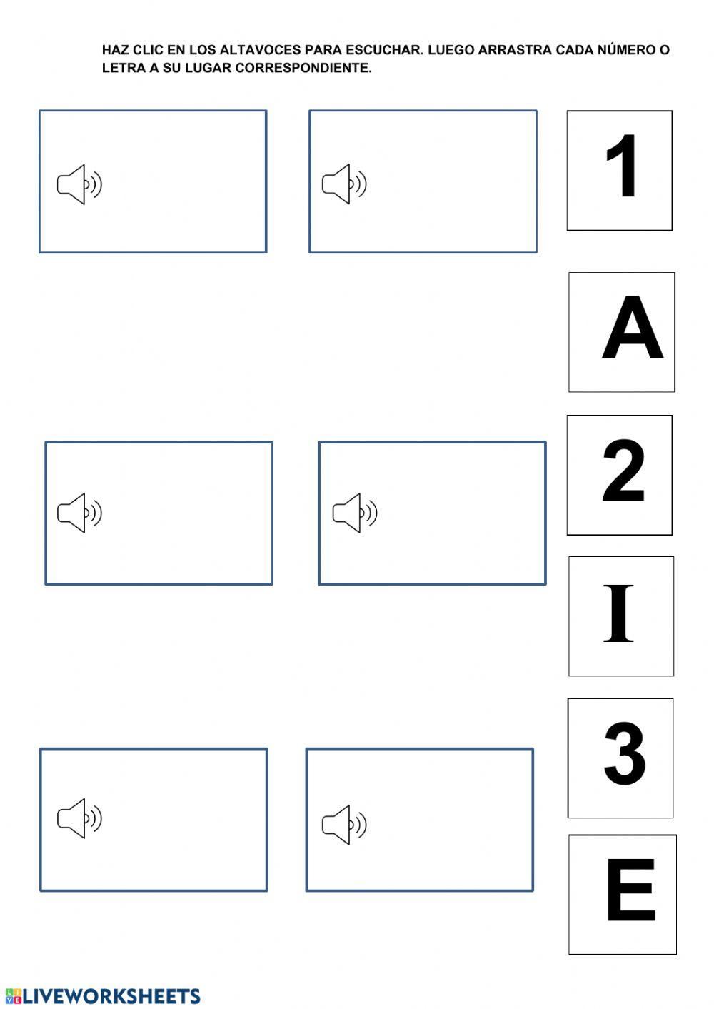 Aarrastra los numeros y las letras a su lugar