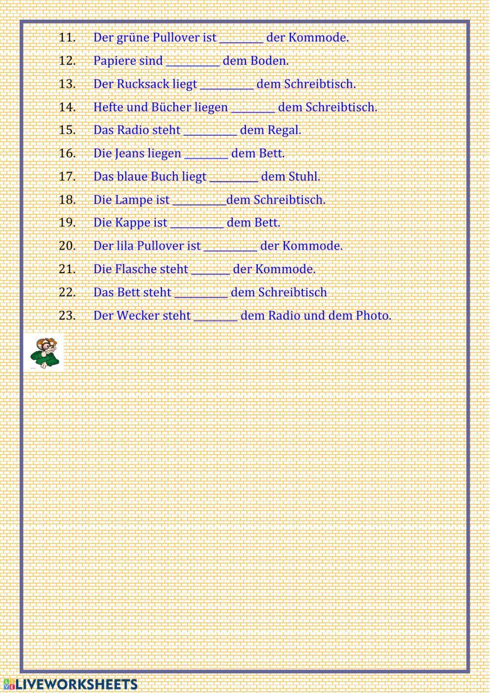 Kleidung und Präpositionen