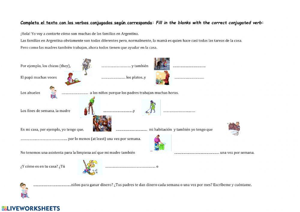 Tareas de la casa-conjugación