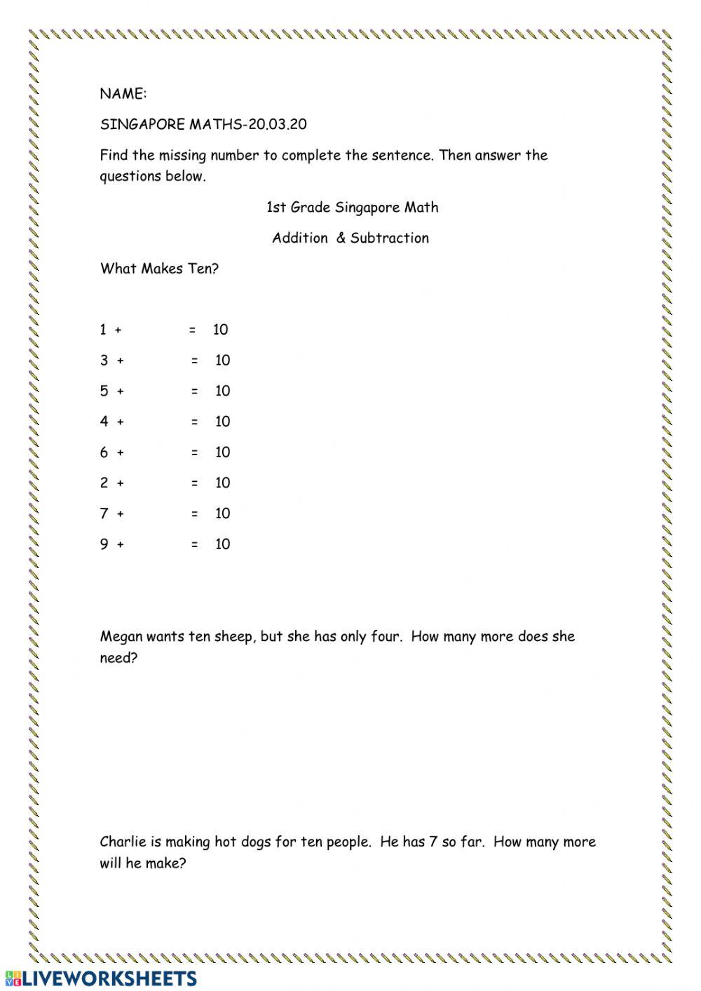 Singapore maths 64274 | MSANABEL | Live Worksheets