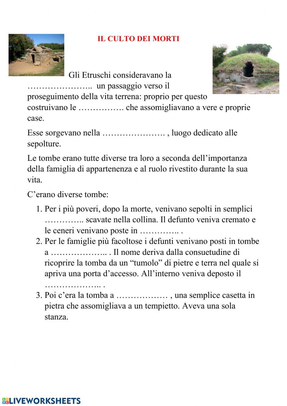 Il culto dei morti negli Etruschi menu a tendina