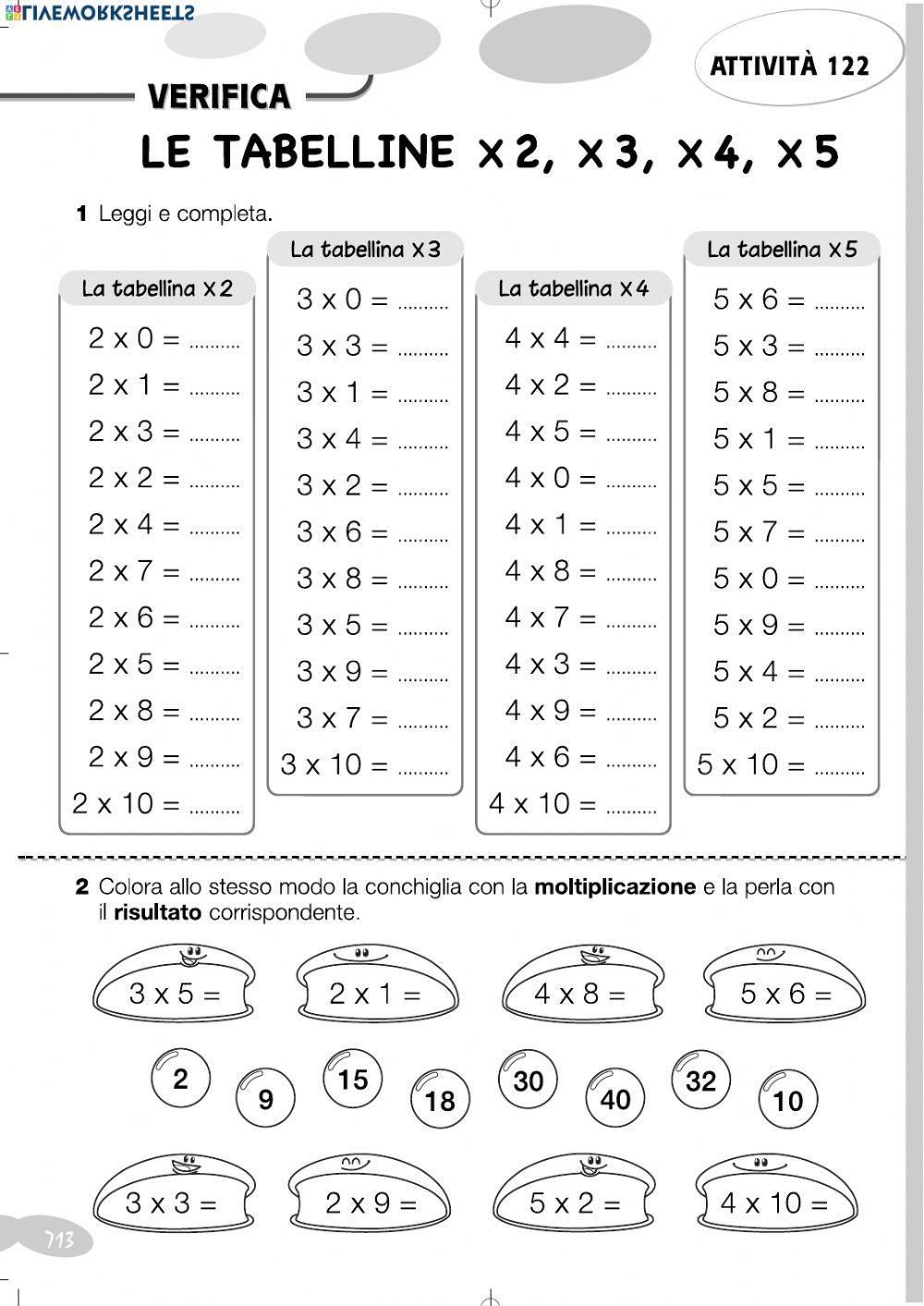 Verifica tabelline 2-5