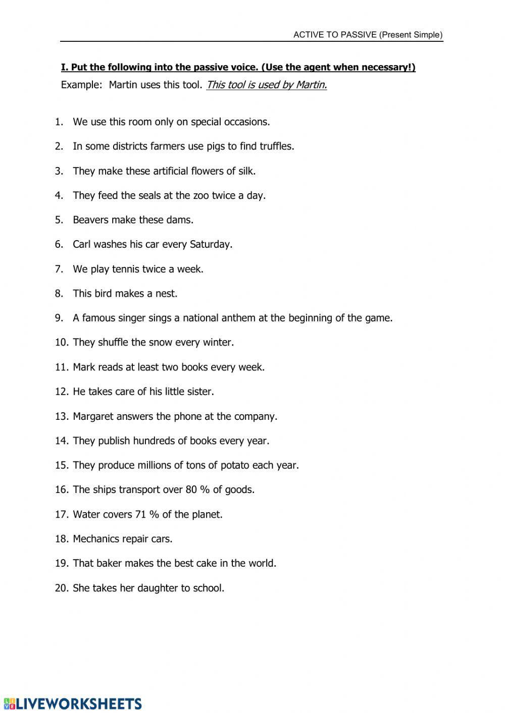 Passive Voice (Active to Passive) Passive Voice (Active to Passive)