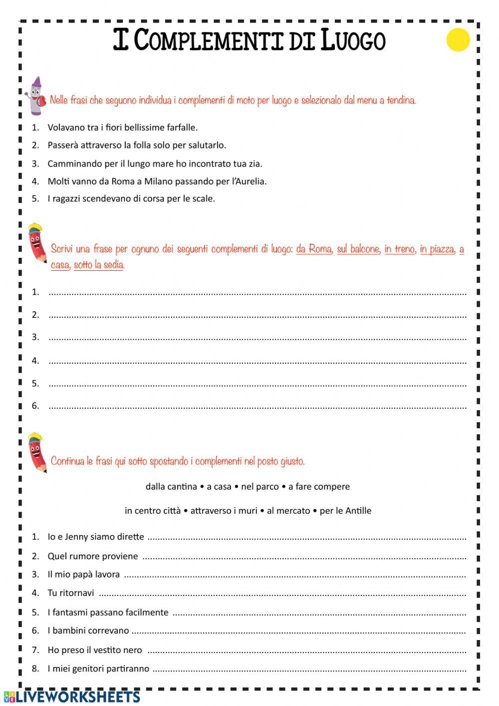 I complementi di luogo