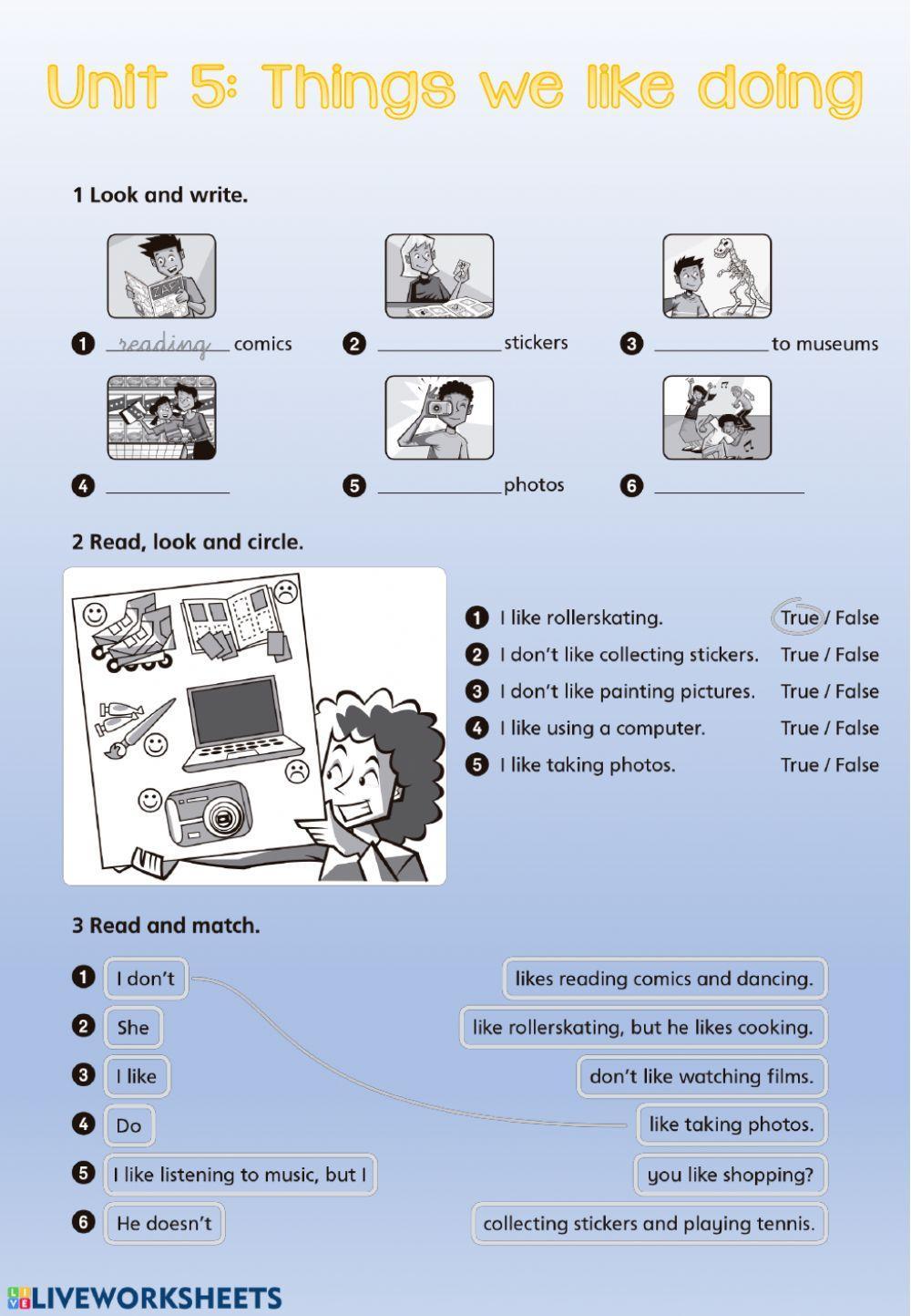 Unit 5 - Things we like doing EXTENSION