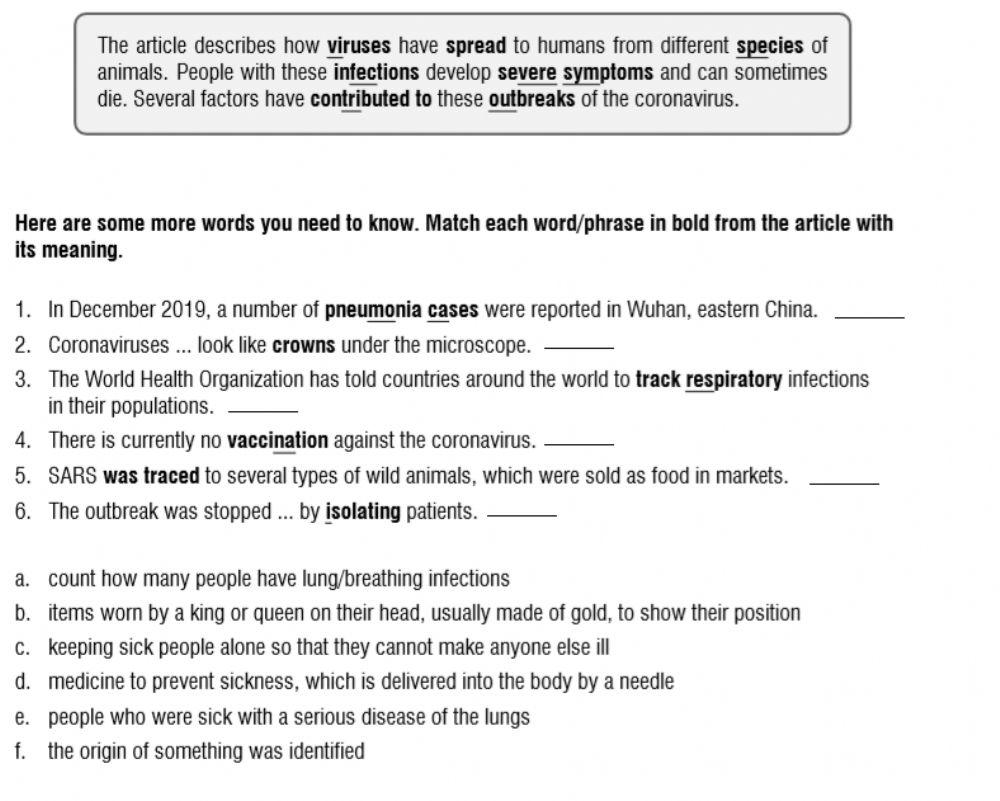 Coronavirus useful vocabulary