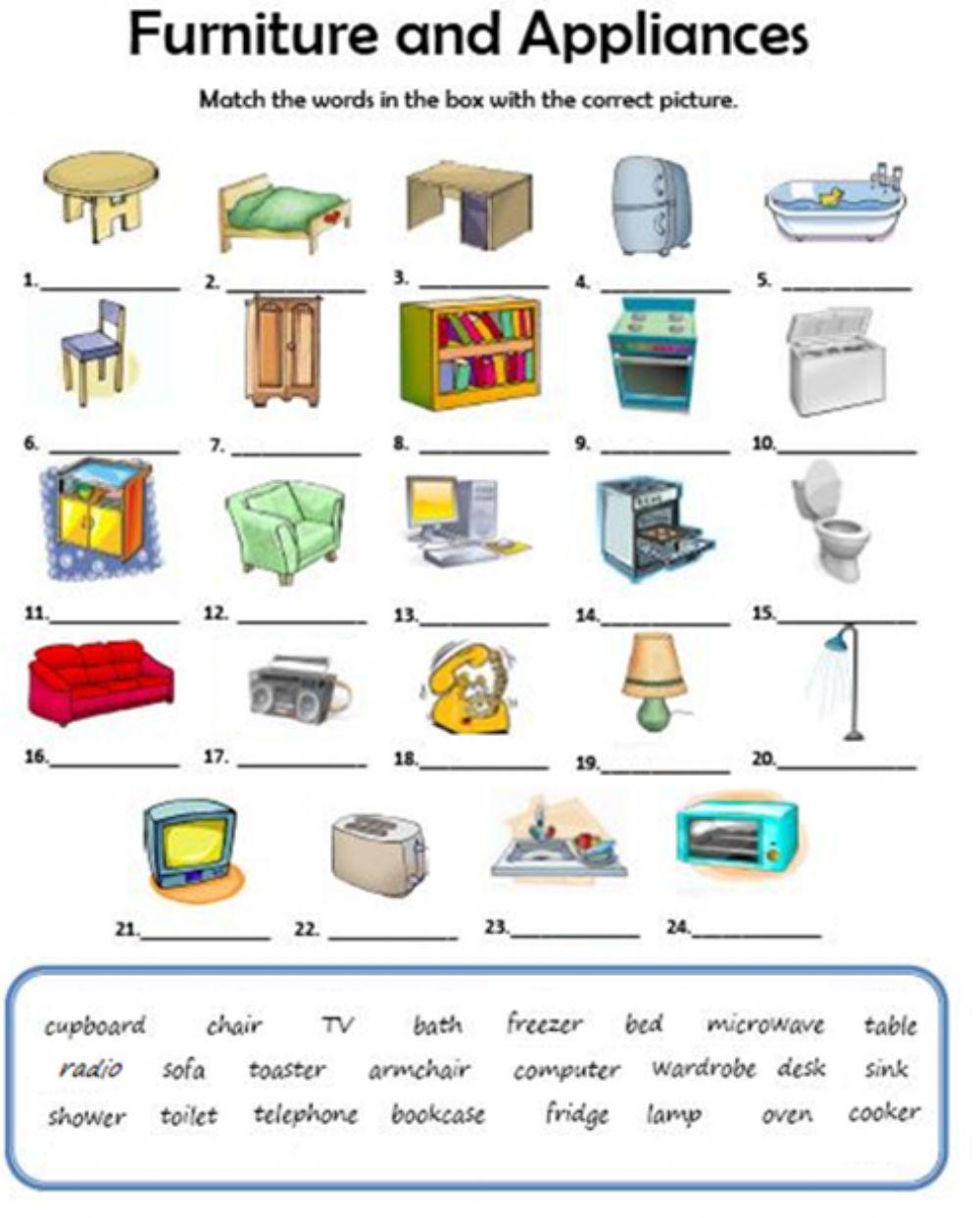 Furniture online activity Live Worksheets