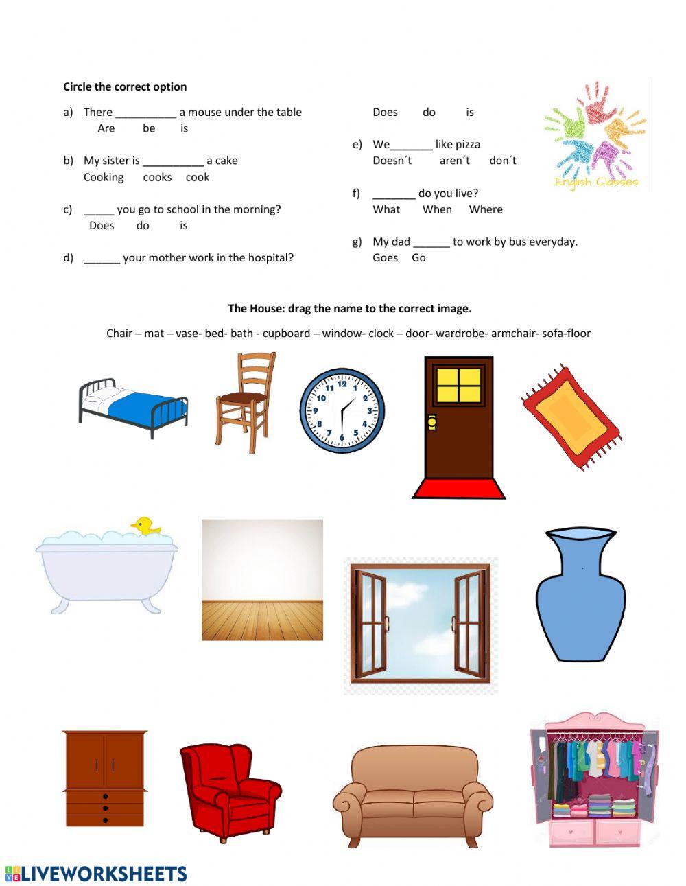 Grammar the house worksheet Live Worksheets