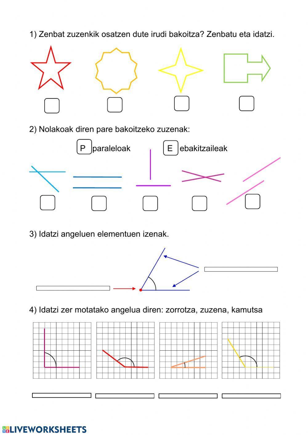 Zuzenkiak, zuzenak eta angeluak1 Zuzenkiak, zuzenak eta angeluak1