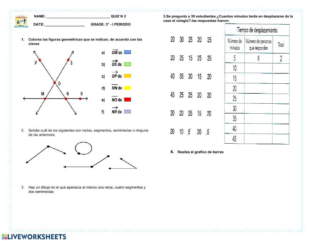 Quiz matematicas 3 worksheet