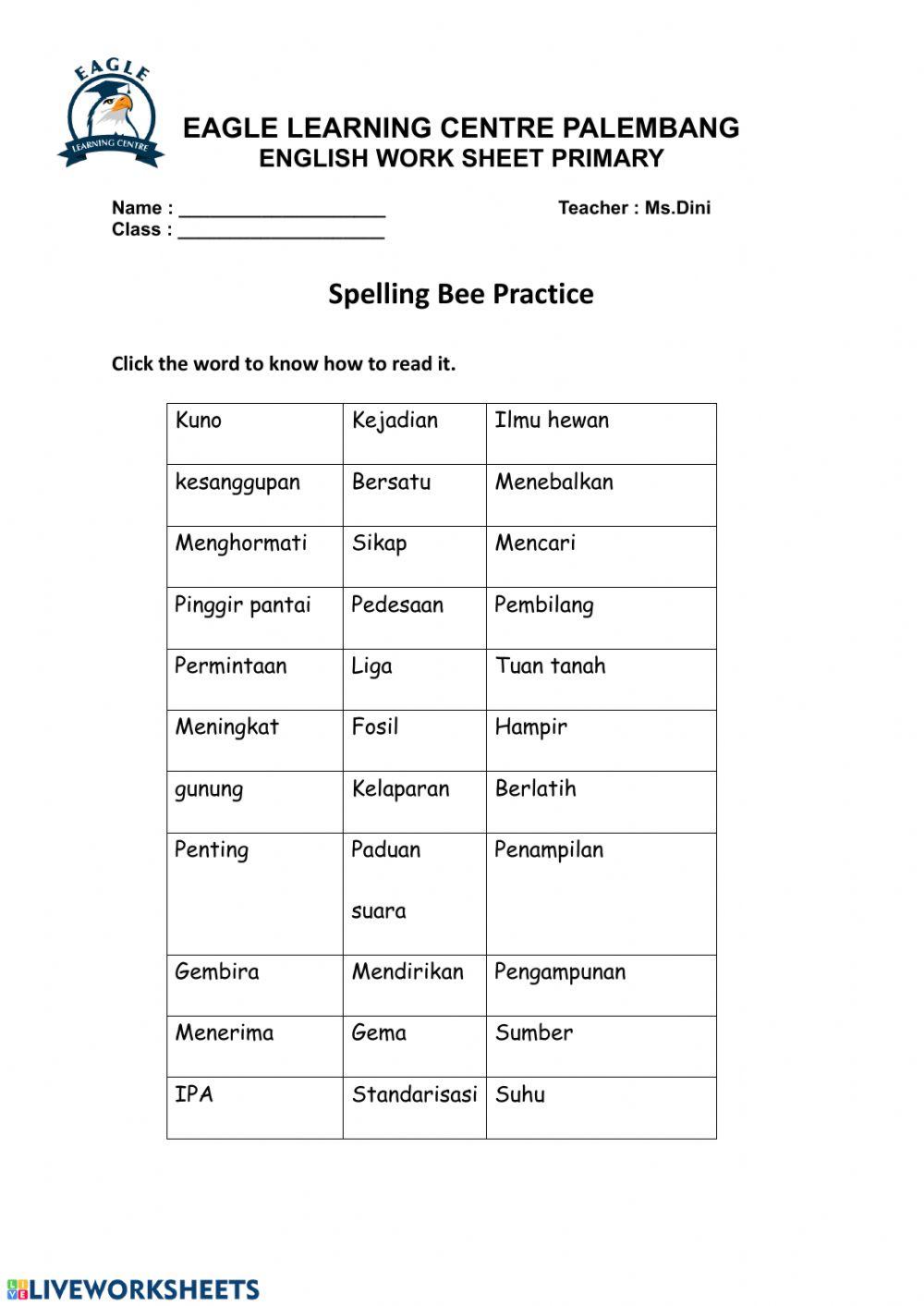 Spelling Bee P5-P6 listening