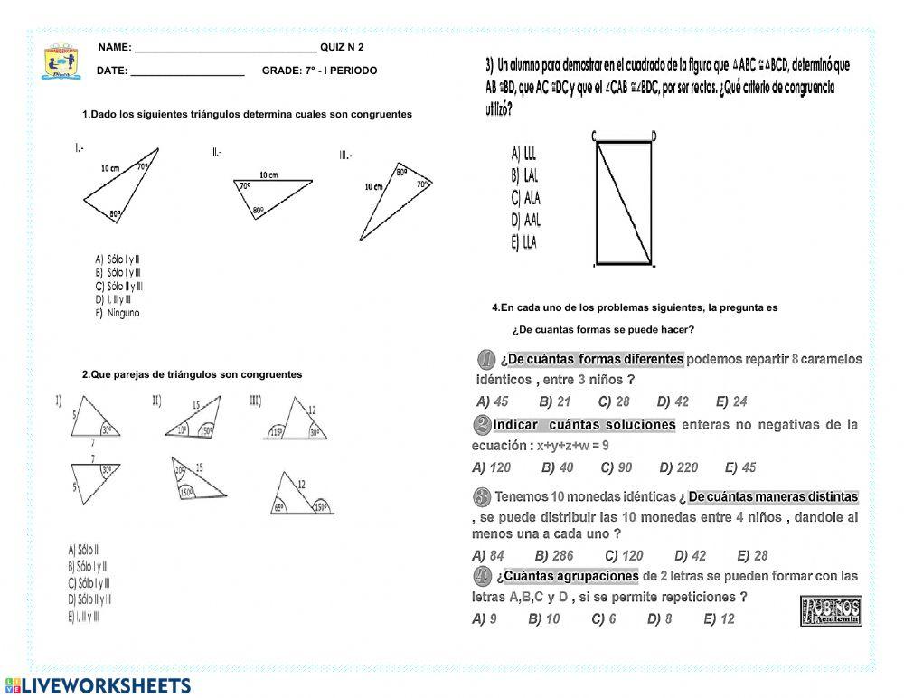 Quiz matematicas 7