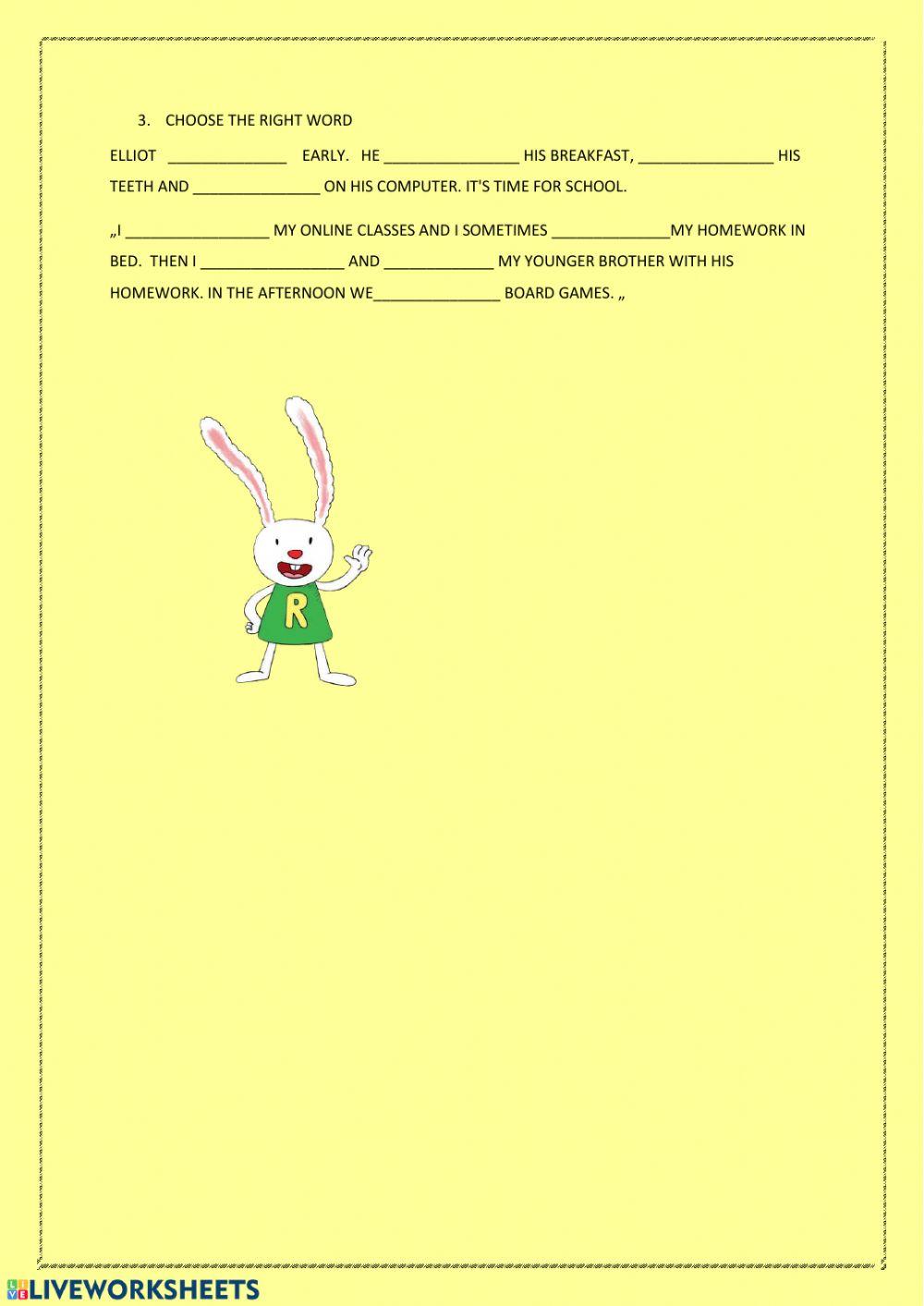 School subjects, word order, present simple