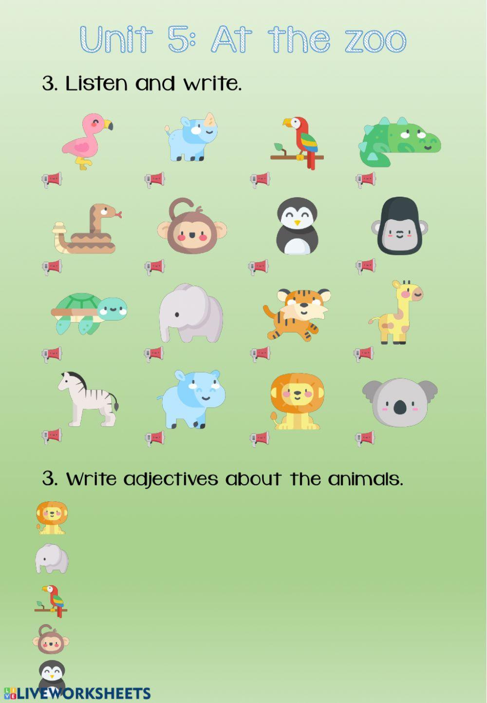 Unit 5 - At the zoo - VOCABULARY LISTENING