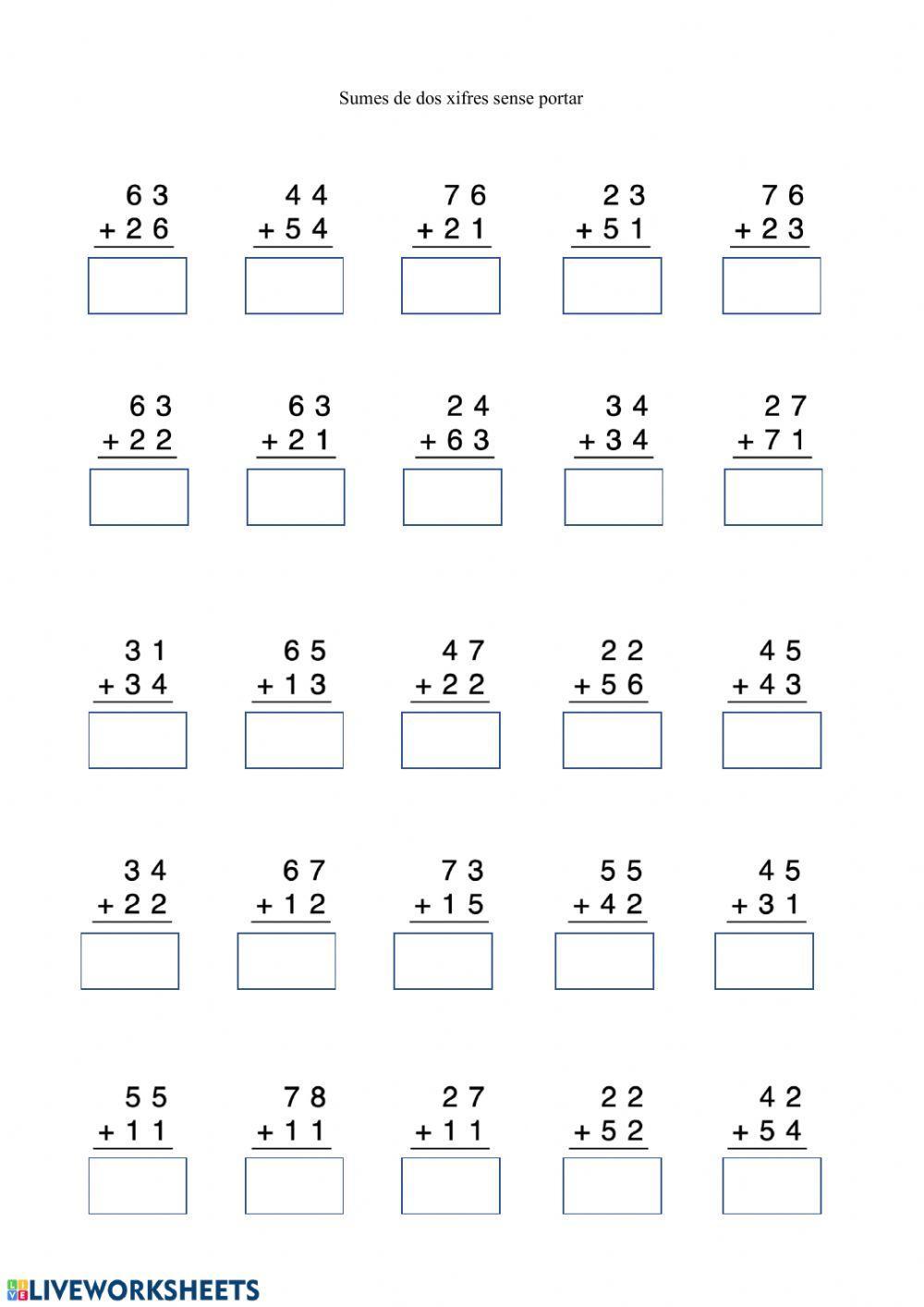 Sumes de dos xifres sense portar