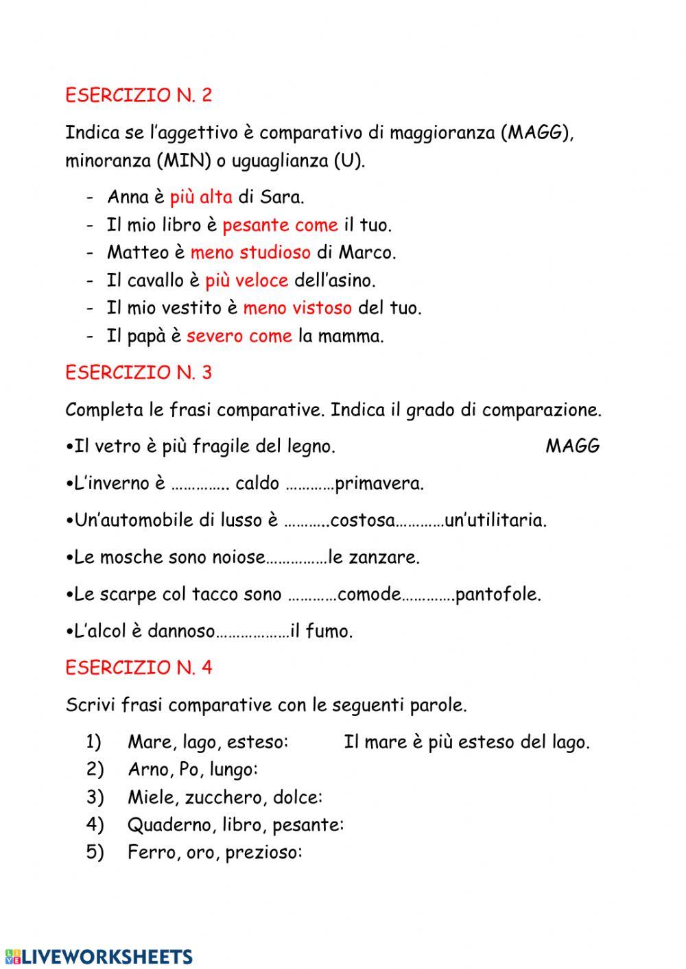 gradi dell'aggettivo