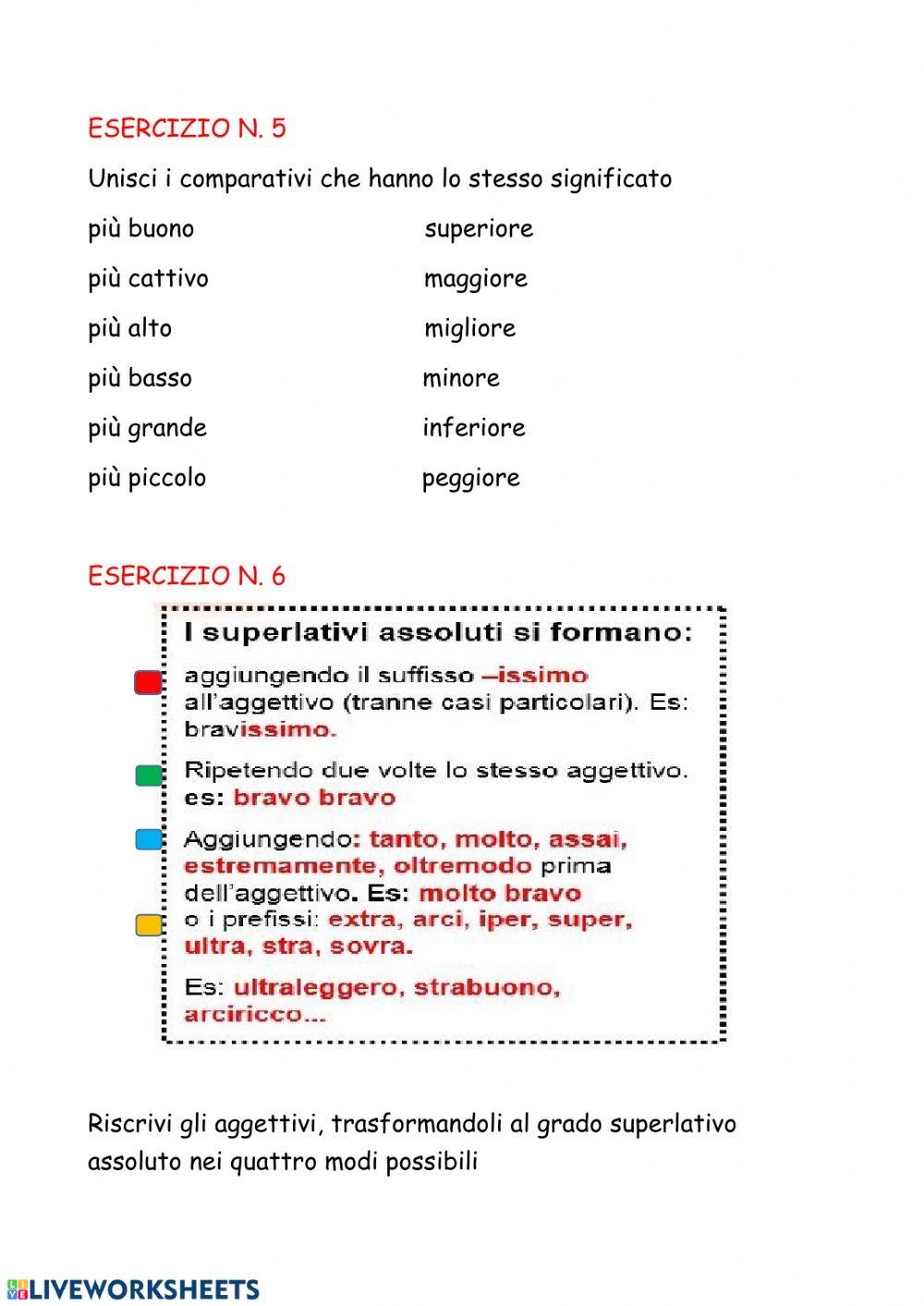 gradi dell'aggettivo