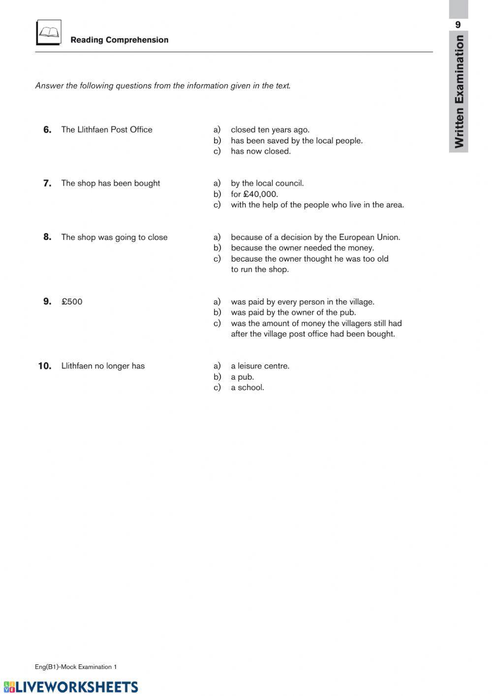 1 eso reading third term worksheet live worksheets