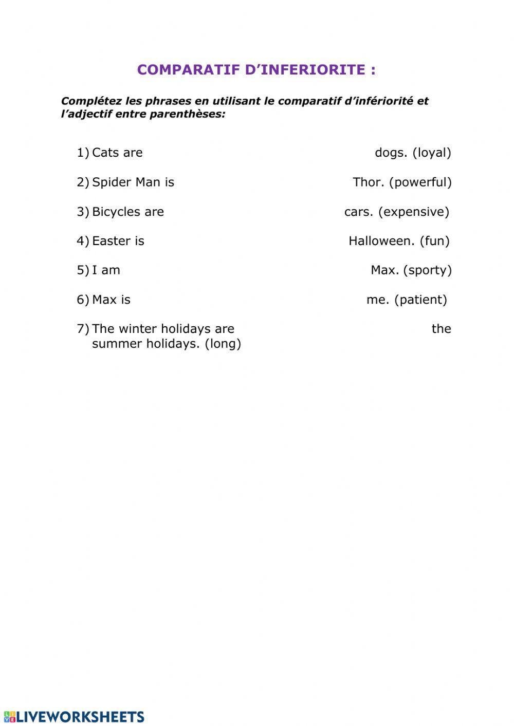 Comparative - inferiority