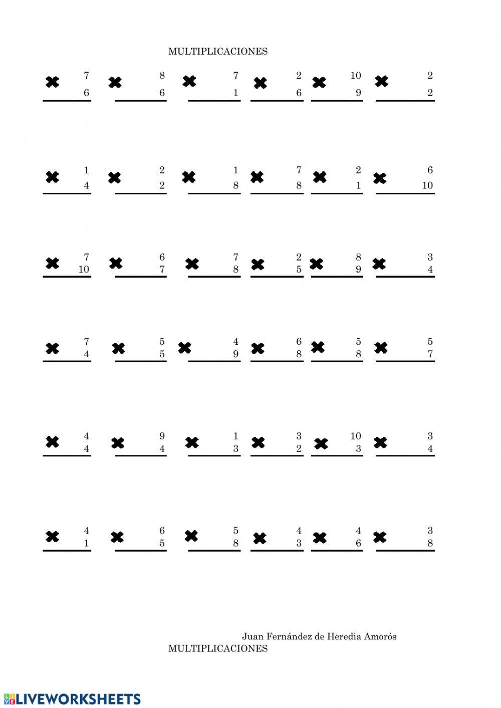 Multiplicaciones 1 cifra