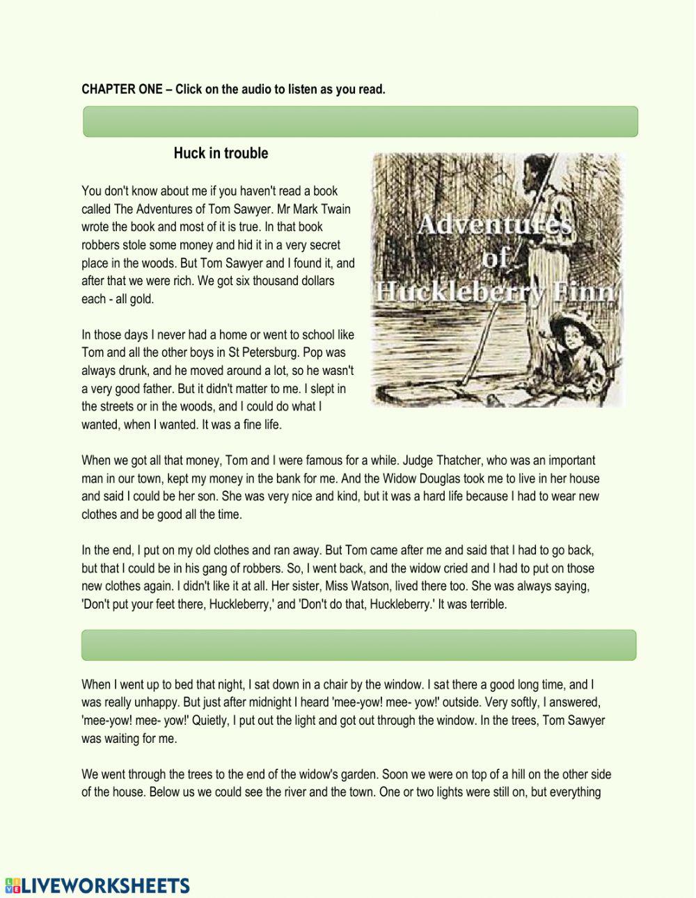 The Adventures of Huckleberry Finn Chapter 1
