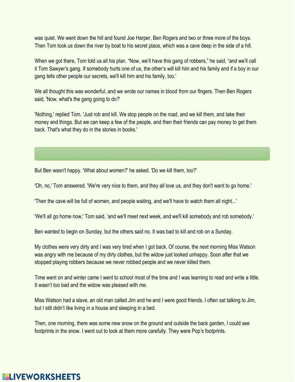 The Adventures of Huckleberry Finn Chapter 1