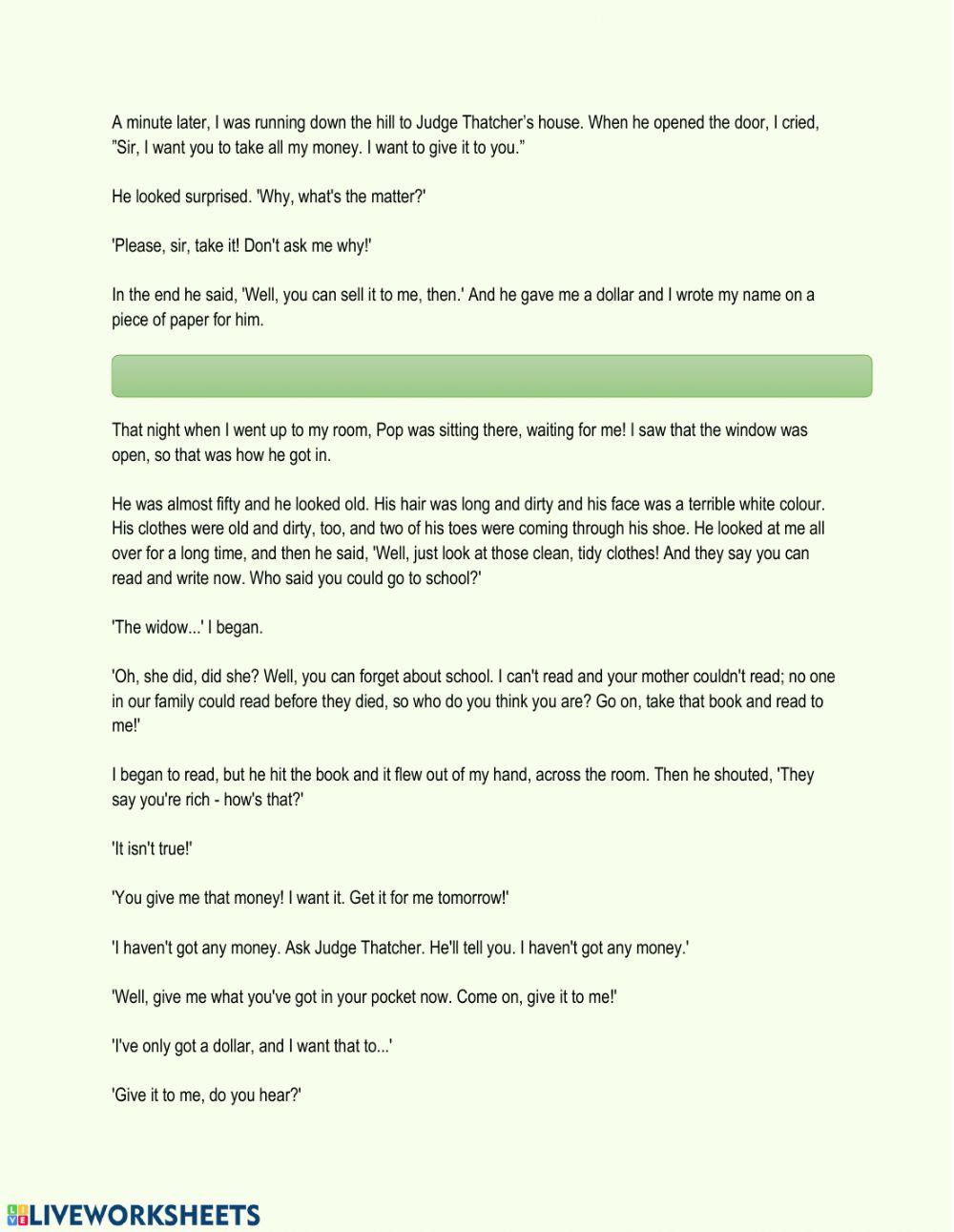 The Adventures of Huckleberry Finn Chapter 1