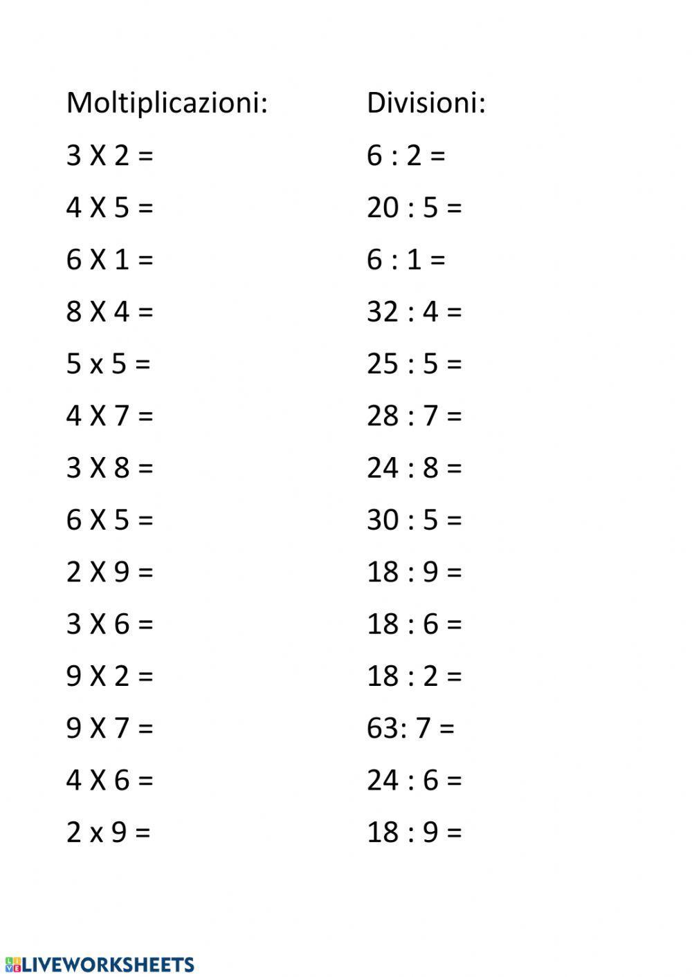 Moltiplicazioni e divisioni