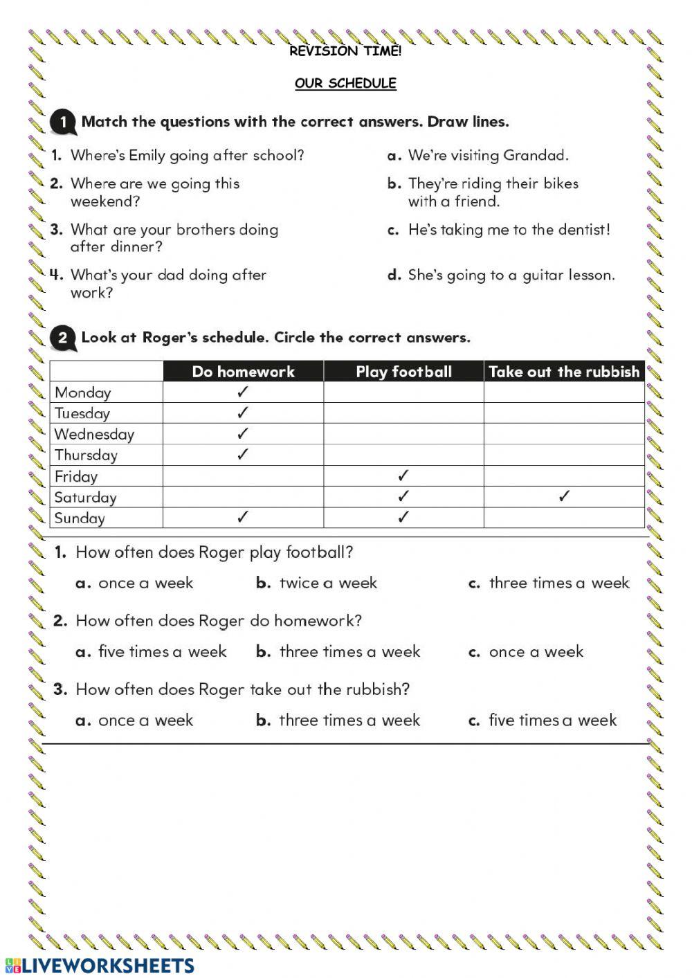 Revision: Our schedule