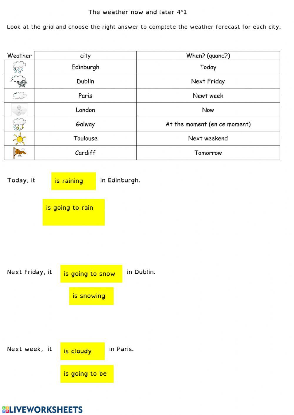 The weather now and later
