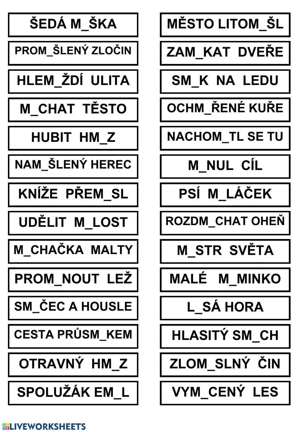 Vyjmenovaná slova po -M-