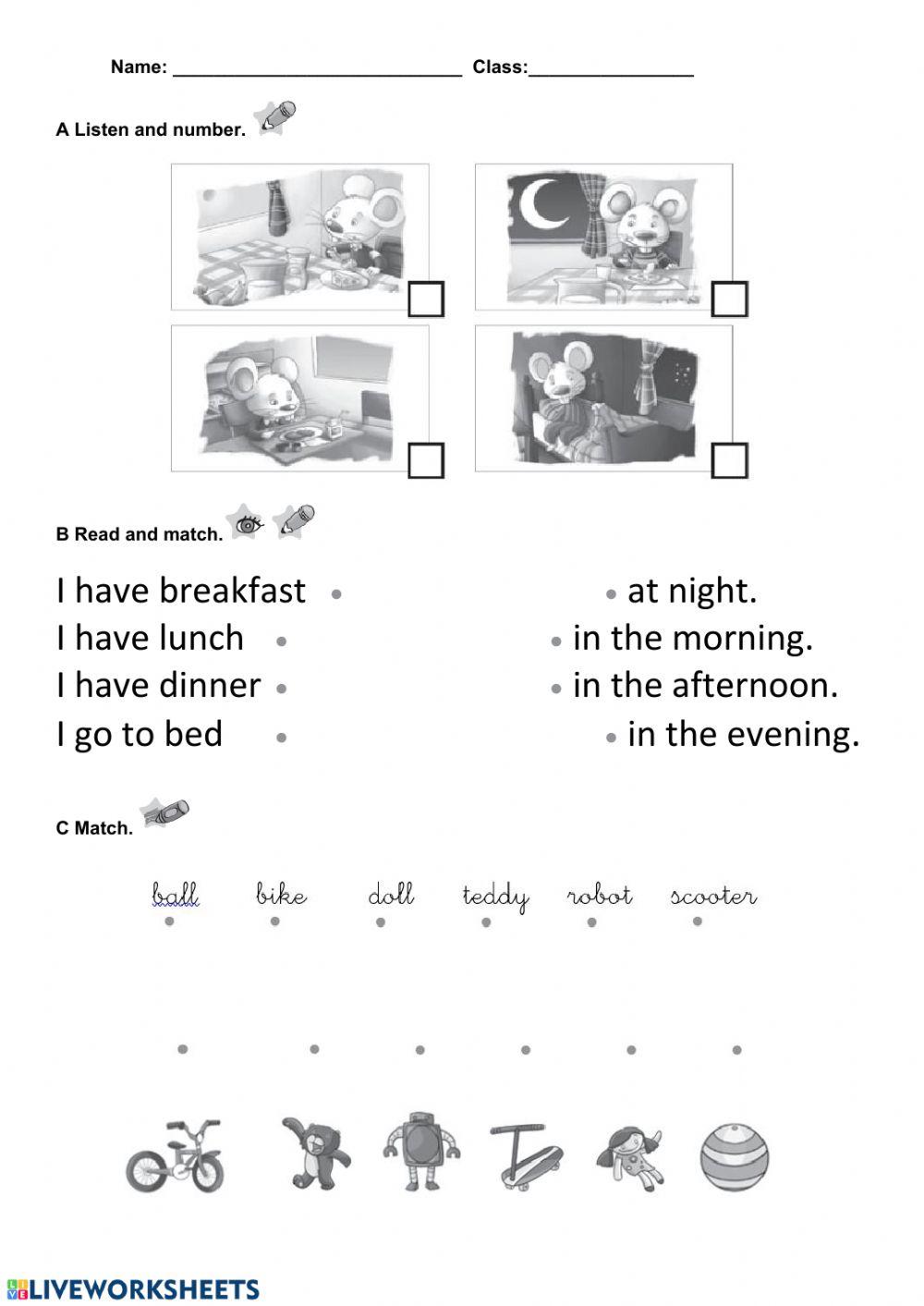 Routines, toys and prepositions test