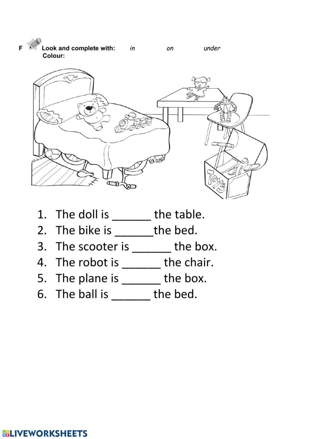 Routines, toys and prepositions test